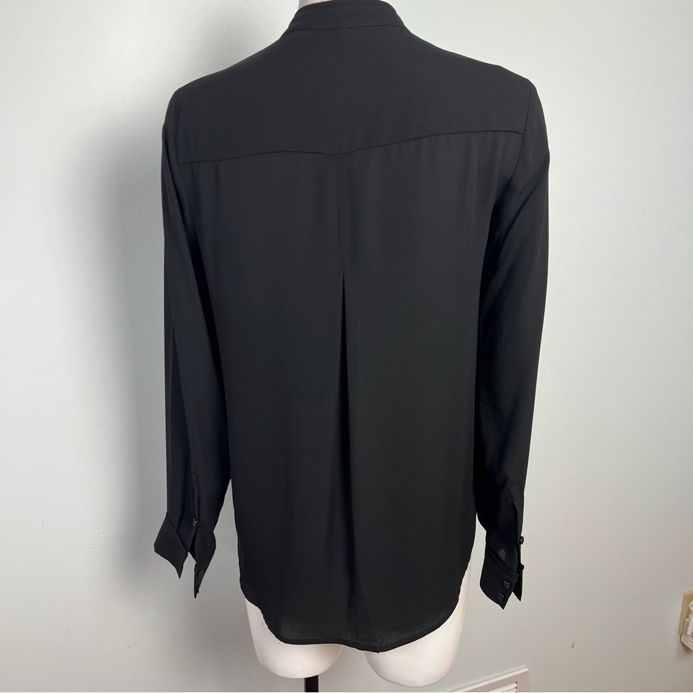 RO&DE Black Split Neck Long Sleeve Blouse with Mandarin Collar Women’s Size M - Picture 10 of 11